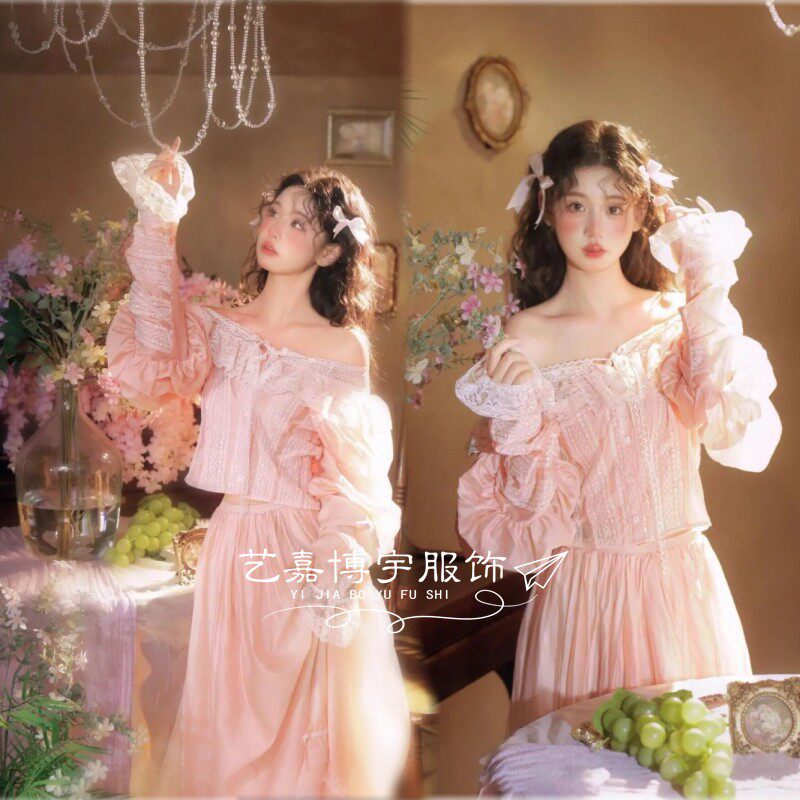 影楼新款法式油画复古氛围主题少女温柔艺术照个人写真摄影服装