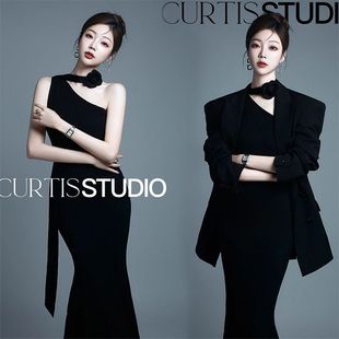 礼服个人职业形象肖像主题艺术拍照服装 影楼新款 气质高级黑色西装