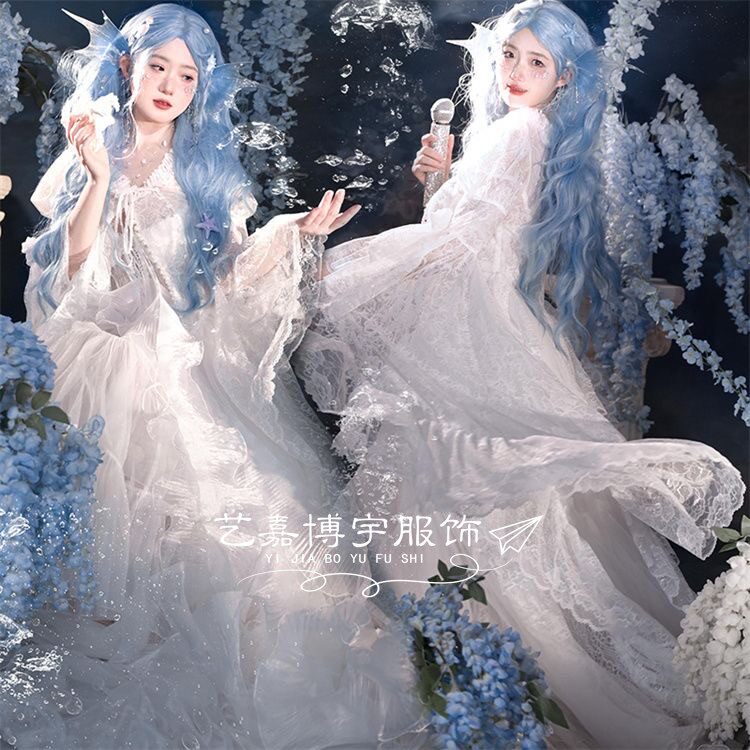美人鱼写真主题服装时尚梦幻鱼尾礼服婚纱海边旅拍艺术照摄影服装
