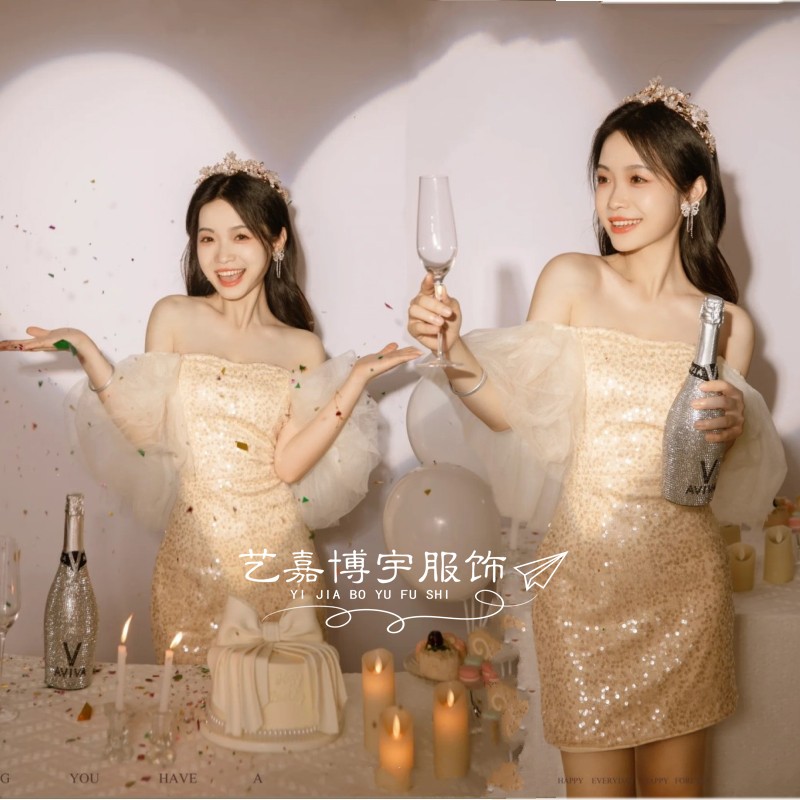 影楼新款个人写真服装生日氛围感韩系甜美财阀千金礼服艺术照摄影