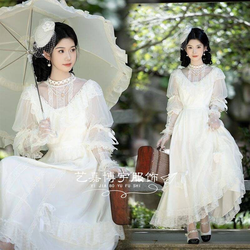 影楼新款法式连衣裙复古留洋大小姐主题拍照少女个人写真摄影服装