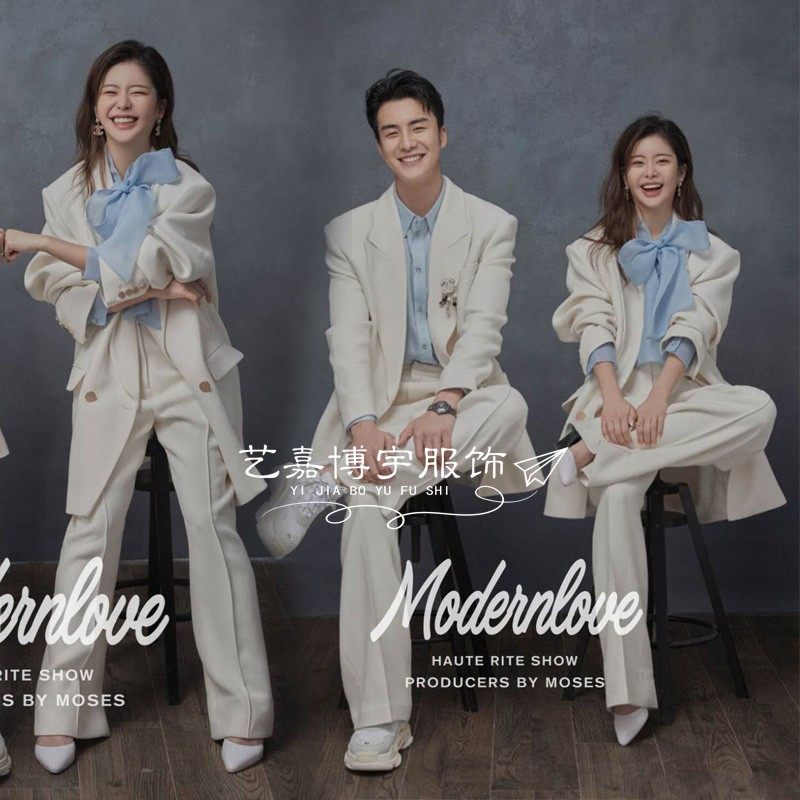 影楼婚纱摄影服装2020新款马卡龙私房摄影形象照样片情侣写真西装