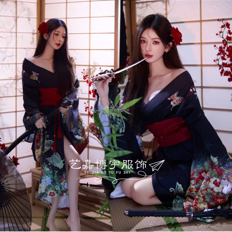 和服正装传统振袖复古改良摄影日本暗黑日系写真浴衣少女拍照服装