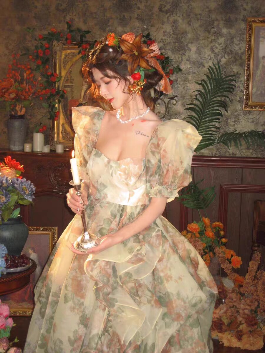 小清新文艺少女碎花裙艺术照服装