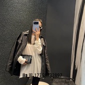 2026新品 价私 外套女 中长款 绵羊皮黑色西装