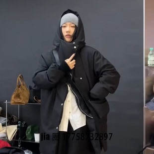 2025秋冬新品 价私问 黑色连帽鹅绒外套女