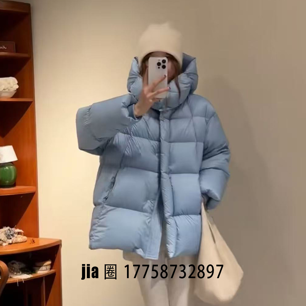 2025秋冬新品蓝色中长款羽绒服连帽外套女  价私问