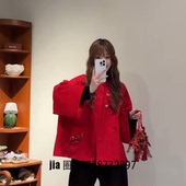 香云纱外套女 2026早春新品 红色中式 价私