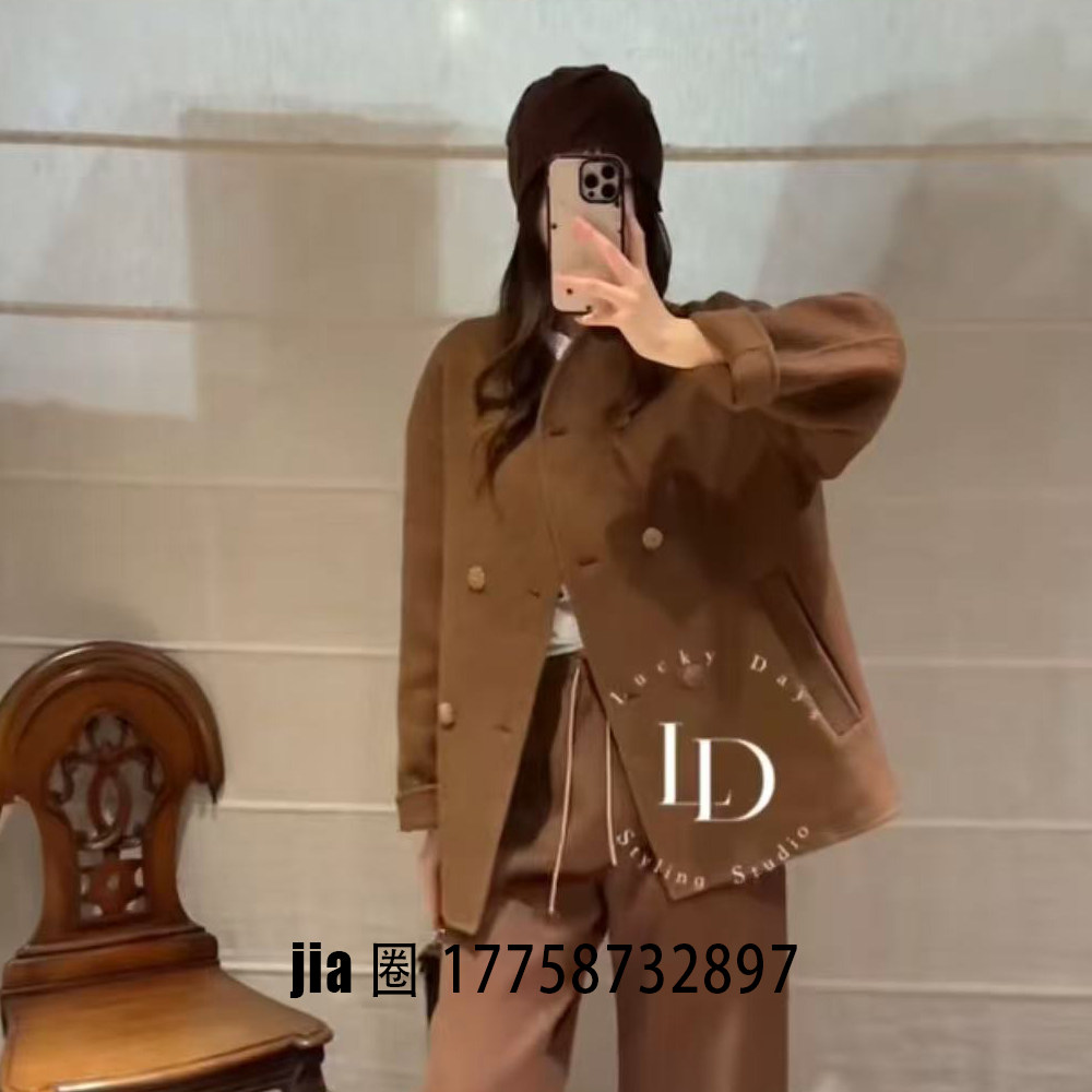 2025秋冬新品咖啡色中长款羊绒大衣外套女 价私问