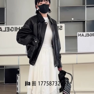 2026早春新品黑色绵羊皮夹克棒球服外套女 价私