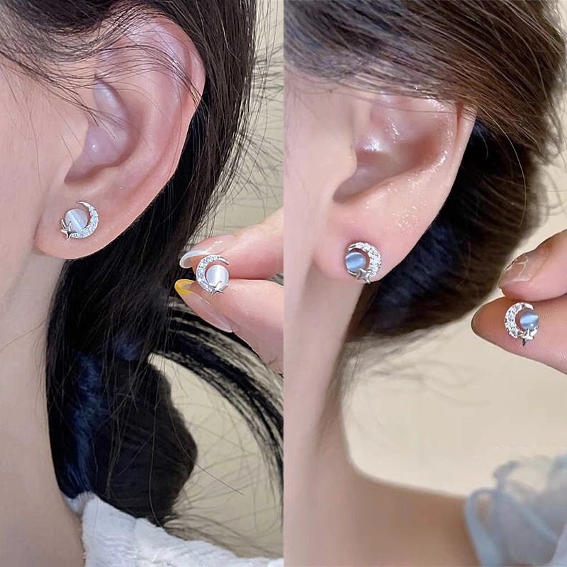 蓝色月亮星球耳钉新款爆款轻奢小巧小众气质耳环女耳感饰