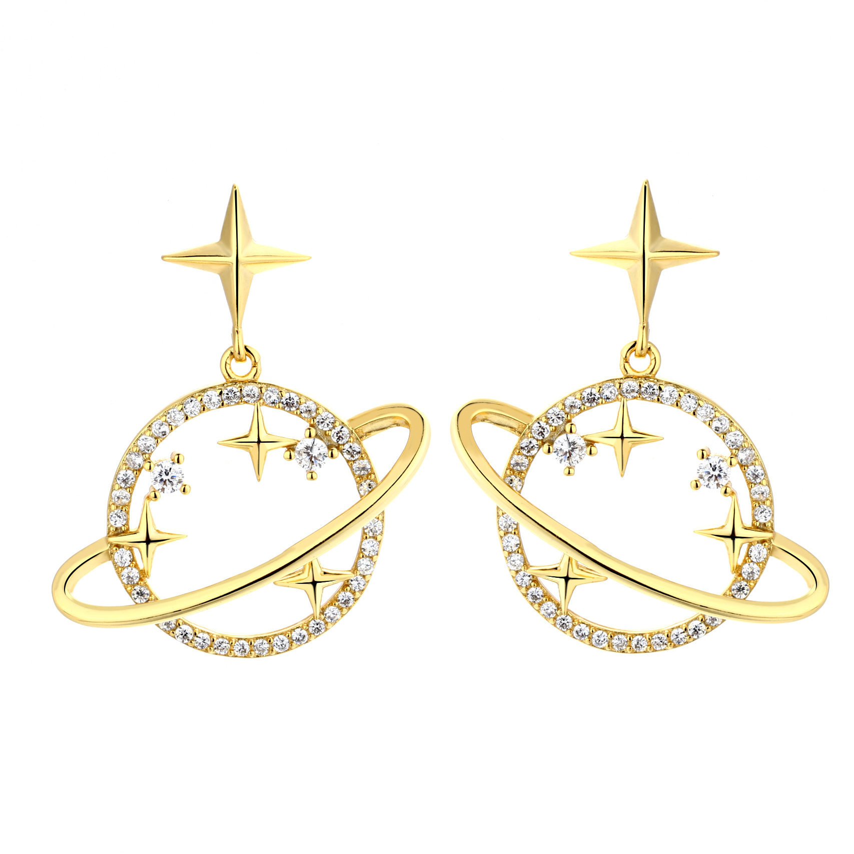 星球耳环女s925纯银星月耳钉新款潮网红小众设计简约轻奢耳饰批发