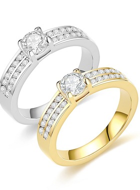 欧美小众锆石钛钢戒指 气质百搭轻奢不锈钢情侣钻戒指 亚马逊