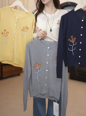 JCMM JANE 0307高品质羊毛重工刺绣针织开衫