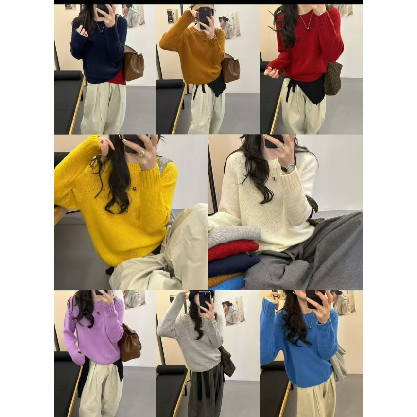 JCMM JANE 1101 BJ 高支高密百百羊毛多色羊毛针织衫1018501