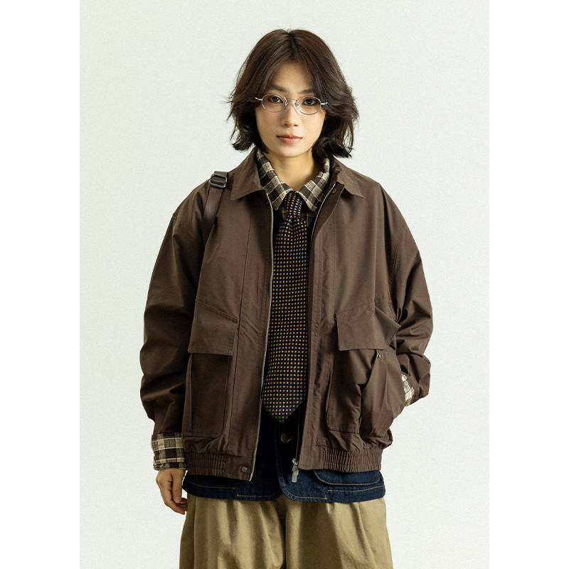 GoodNorth春季复古多口袋拉链工装外套男女同款宽松休闲翻领夹克,女装/女士精品,短外套,淘宝优惠券,粉丝福利购,淘宝优惠卷