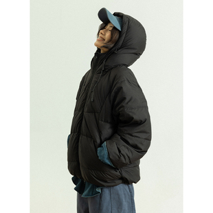 GoodNorth黑色短款羽绒服男女款冬季加厚保暖白鸭绒连帽休闲外套