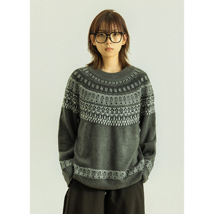 GoodNorth费尔岛复古毛衣男女款冬季叠穿内搭圆领套头针织衫上衣
