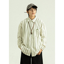 宽松百搭休闲衬衣 简约长袖 GoodNorth日系复古竖条纹衬衫 男女同款