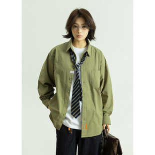 GoodNorth春季长袖休闲衬衫男女款休闲纯棉上衣慵懒宽松翻领衬衣