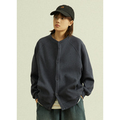 卫衣外套中性男女同款 GoodNorth日系复古单排扣针织开衫 圆领长袖