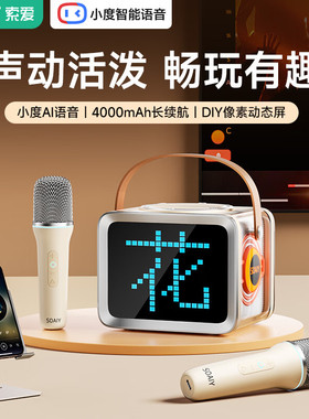 索爱SK15PRO家用k歌麦克风音响话筒一体唱歌机家庭KTV卡拉OK音箱