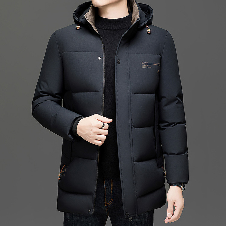 中长款男士加厚保暖棉衣连帽棉服