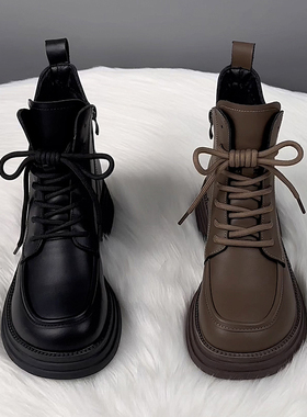 品牌清仓马丁靴女2025秋冬款英伦爆款厚底加绒黑色短靴女百搭单靴