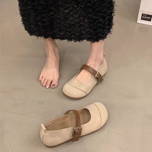 品牌断码真皮勃肯鞋女平底单鞋2025春新款豆豆鞋复古晚晚鞋博肯鞋