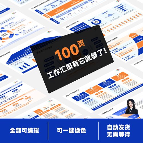 【静态】100页高端工作总结汇报PPT ｜ PPT逻辑结构数据图表模板