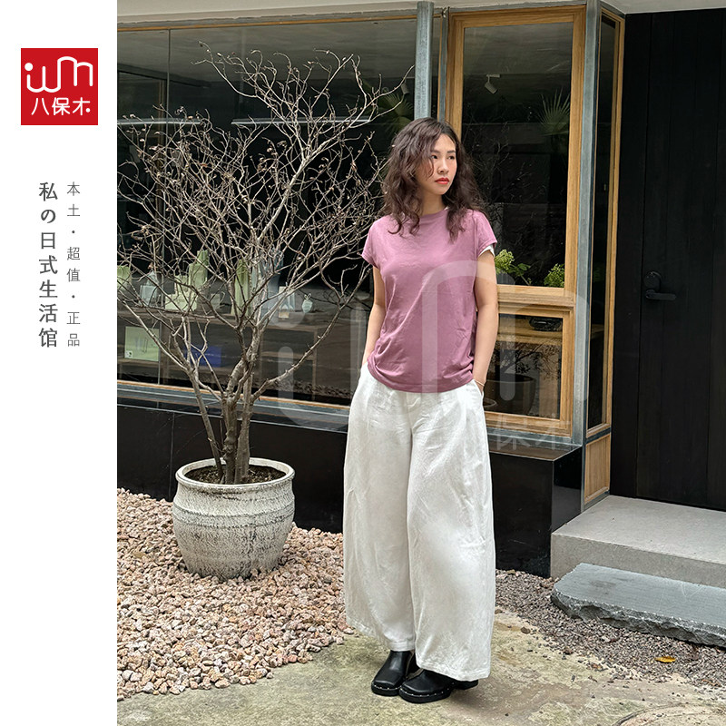 法式袖日式天竺棉混纺女式T恤图片