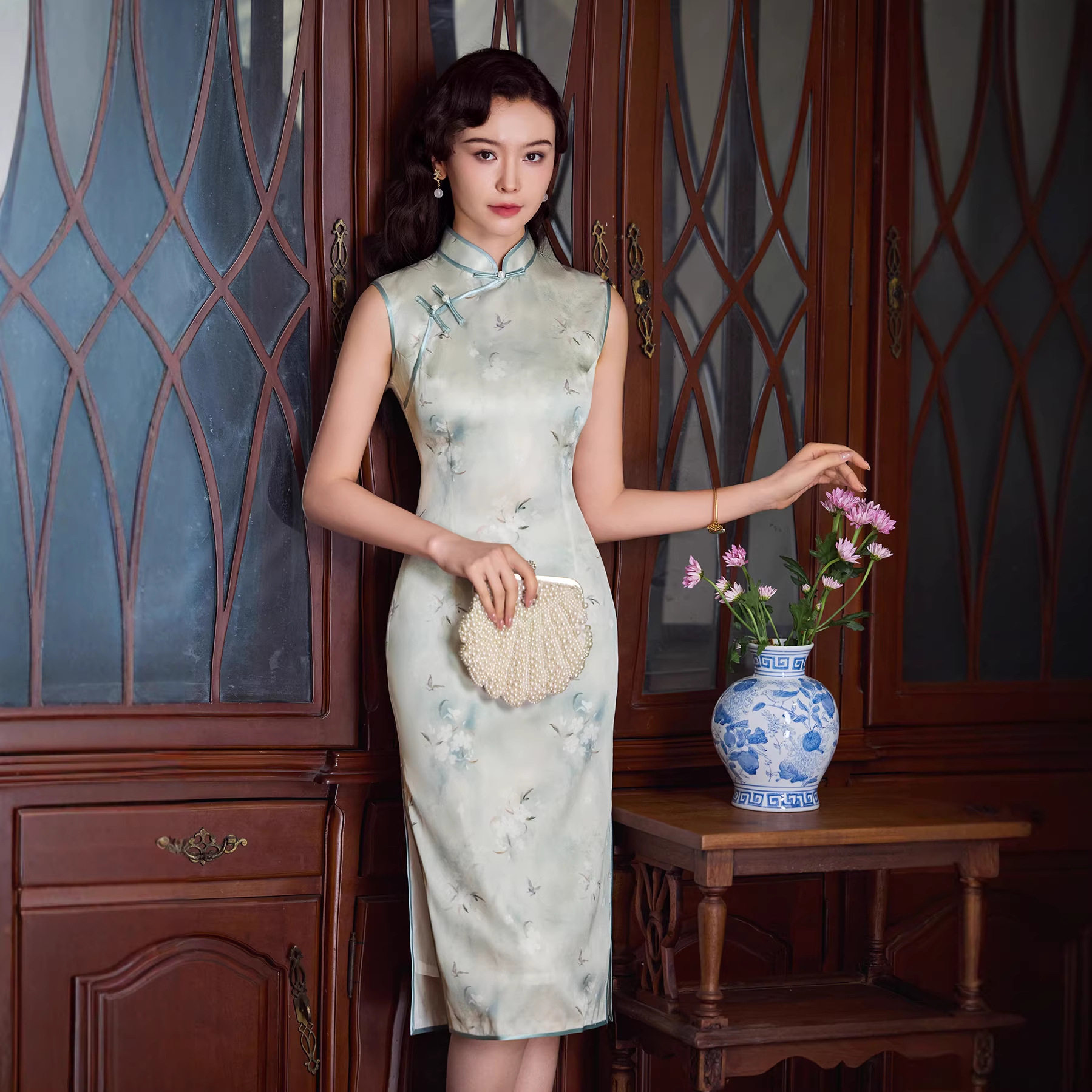 真丝旗袍中长款2026夏季新款桑蚕丝典雅复古时尚少女中国风连衣裙