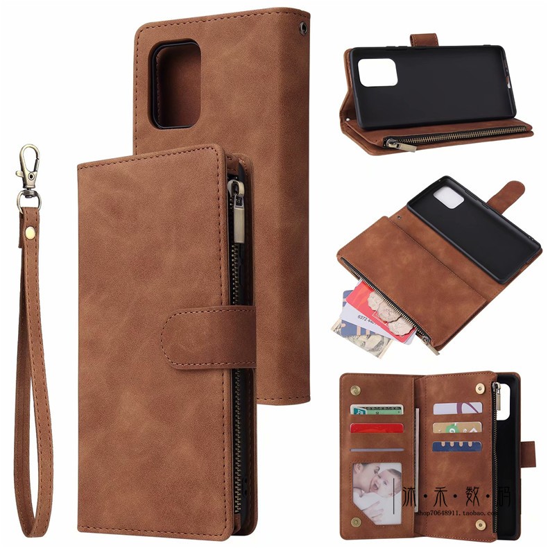 适用三星A91手机壳可插卡s10lite手机套m80S拉链G770F放零钱包款