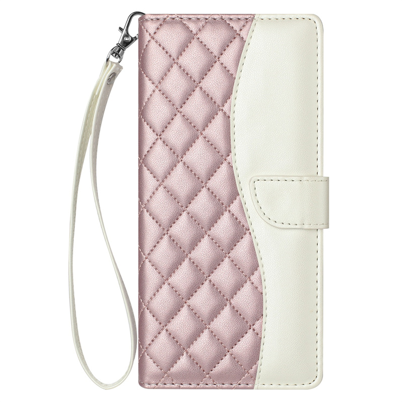 适用于Tecno Spark Go 2024手机套拼接撞色菱形格纹保护套翻盖式皮套软硅胶外壳全包边防摔插卡支架配手挂绳