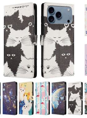 适用于Tcl 405/406/408 手机套可爱卡通彩绘保护套翻盖皮套防摔软硅胶壳插卡支架时尚简约个性韩日风男女款