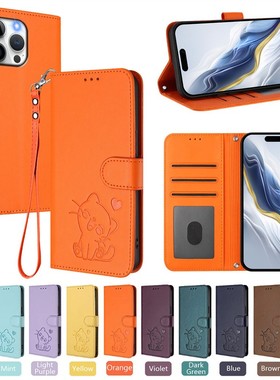 适用于摩托罗拉Moto G Stylus 2024 5G手机套卡通可爱猫手机保护套翻盖式皮套软硅胶壳全包边防摔插卡创意