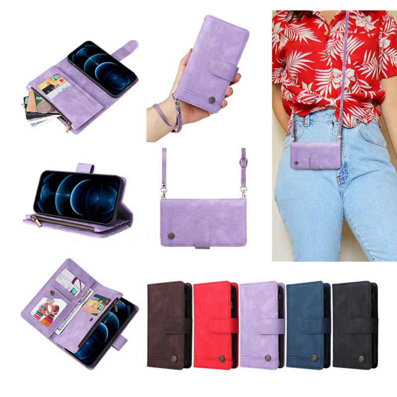 适用于OPPO F19 Pro Plus 5G/F19 Pro+手机套拉链钱包翻盖式保护皮套多插卡槽软硅胶外壳全包边防摔斜跨背包