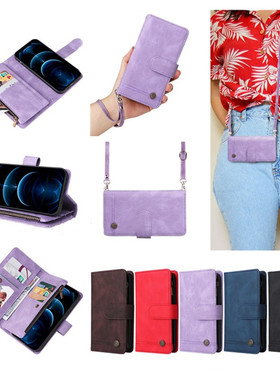 适用于OPPO A16/A16S/A54S/A55 4G手机套拉链零钱包翻盖式保护皮套多插卡槽软硅胶外壳全包边防摔长挂绳背包