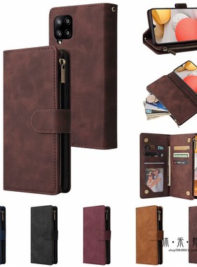 适用于三星galaxy M32 A12 A22 A32 A22S A42 A52 A52S A72 A82 4G 5G手机壳全包防摔保护皮套插卡拉链钱包款