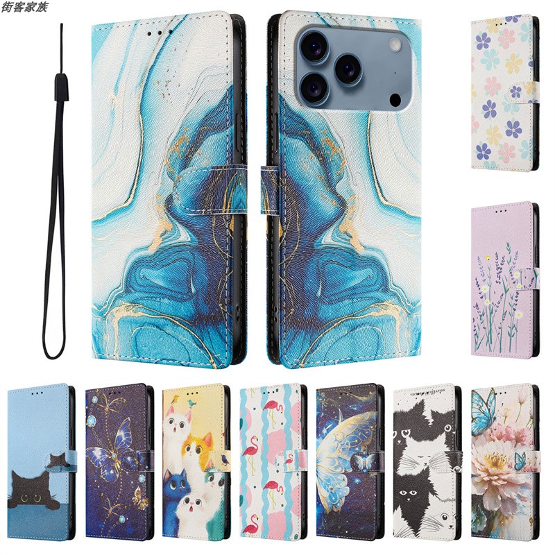 适用于三星Galaxy A42/A30S/A50/A50S/M40S/A51 4G 5G手机套可爱彩绘保护套翻盖皮套防摔软硅胶外壳插卡支架