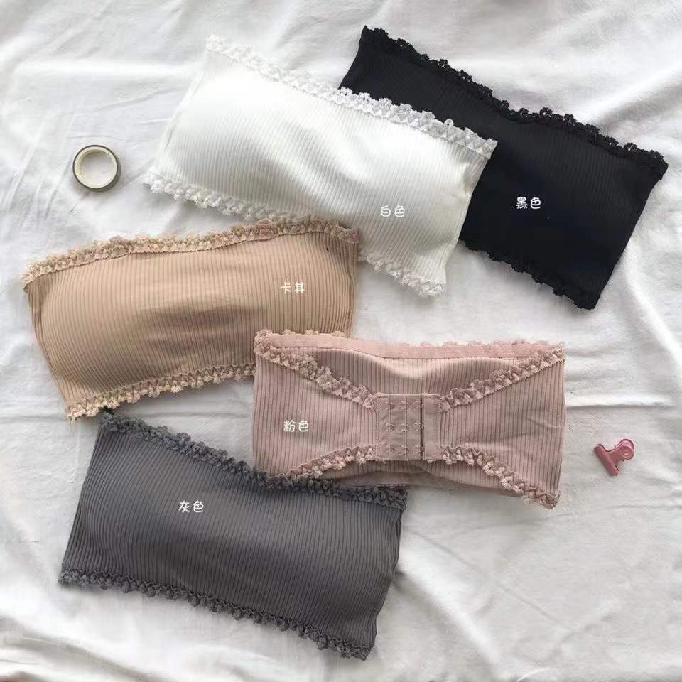 小清新简约一字围无肩带背心女带胸垫聚拢文胸防走光美背少女裹胸