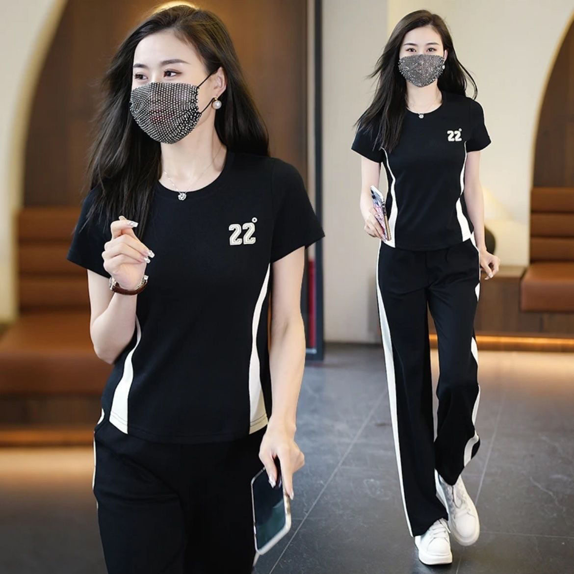 休闲时尚运动套装女士2024新款夏季气质时尚洋气减龄短袖两件套潮