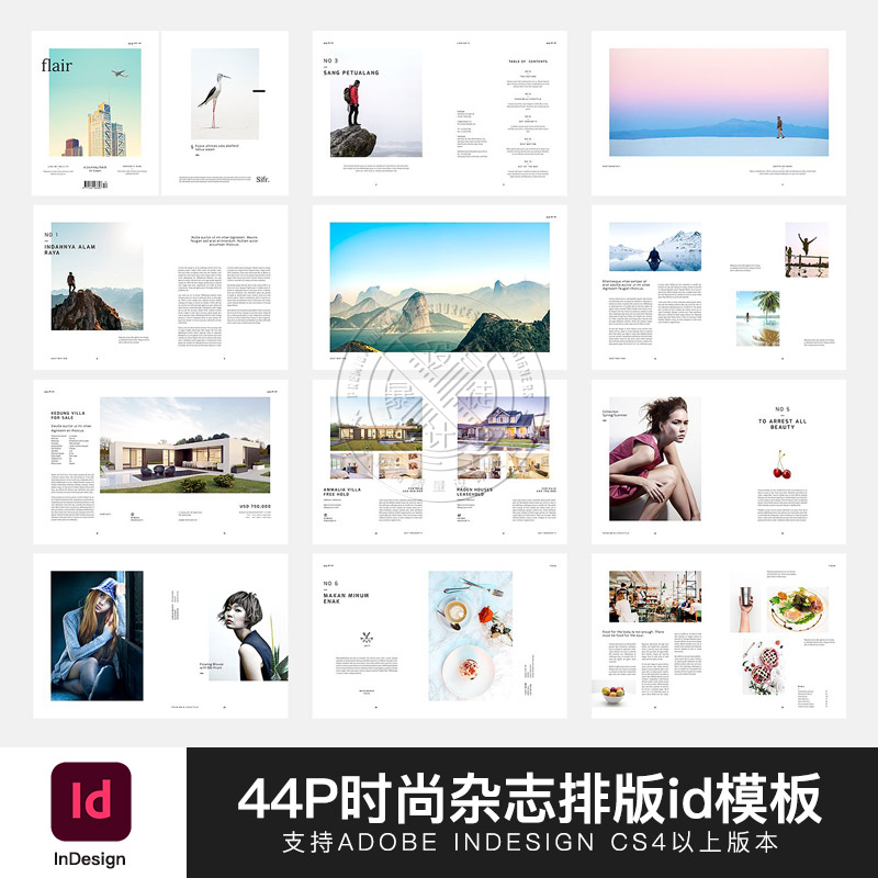Indesign模板时尚简约风杂志装帧 毕业设计ID源文件素材内页排版