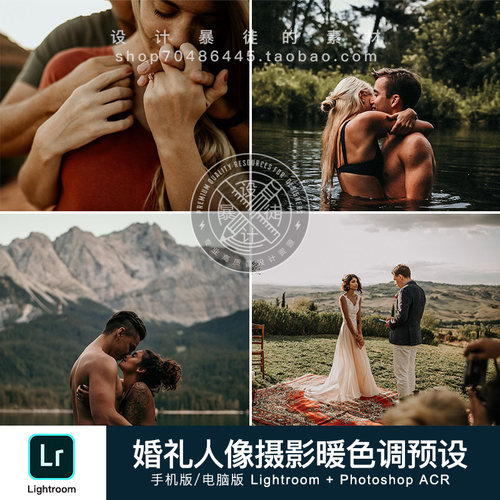 手机版lr png xmp预设暖色调婚礼人像旅拍风景ps acr复古色系预设