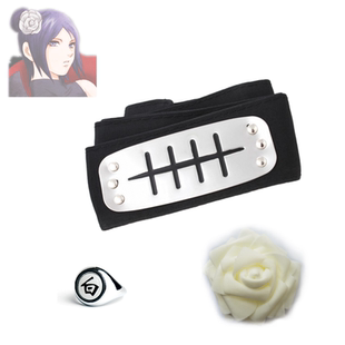 晓组织 小南cosplay 雨隐叛忍护额 白字戒指 头花 女忍者配件