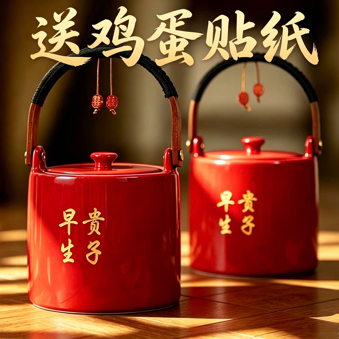 结婚子孙桶一对女方陪嫁妆用品大全娘家婚庆红色喜桶宝桶装饰摆件