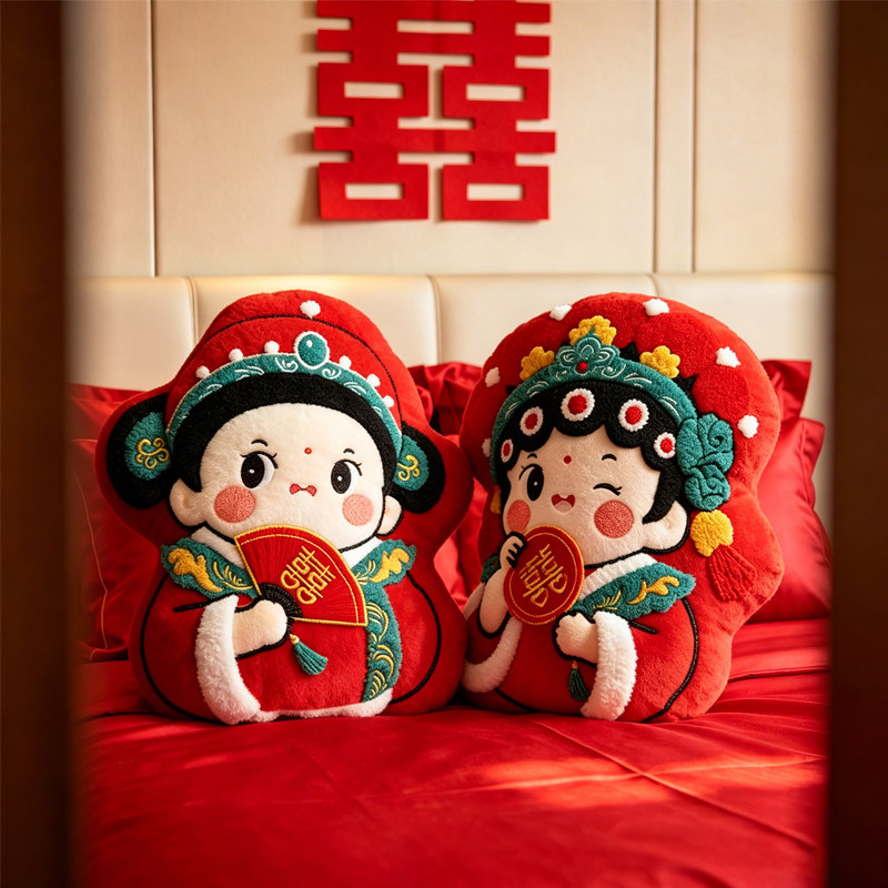 压床娃娃一对结婚新款高档新婚喜娃玩偶公仔婚庆摆件金童玉女抱枕