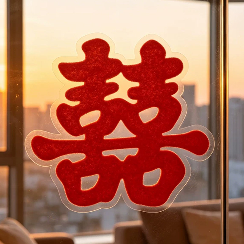 结婚专用静电喜字贴婚房布置装饰新房婚礼婚车玻璃窗花小囍字贴