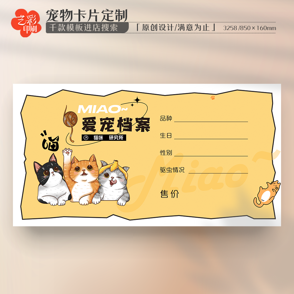 艺彩印刷免费设计宠物卡片