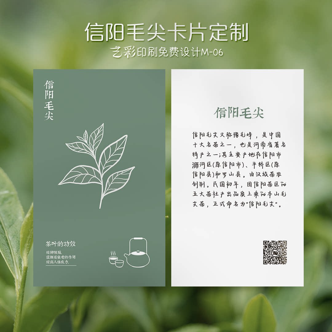 艺彩印刷设计信阳毛尖茶叶卡片